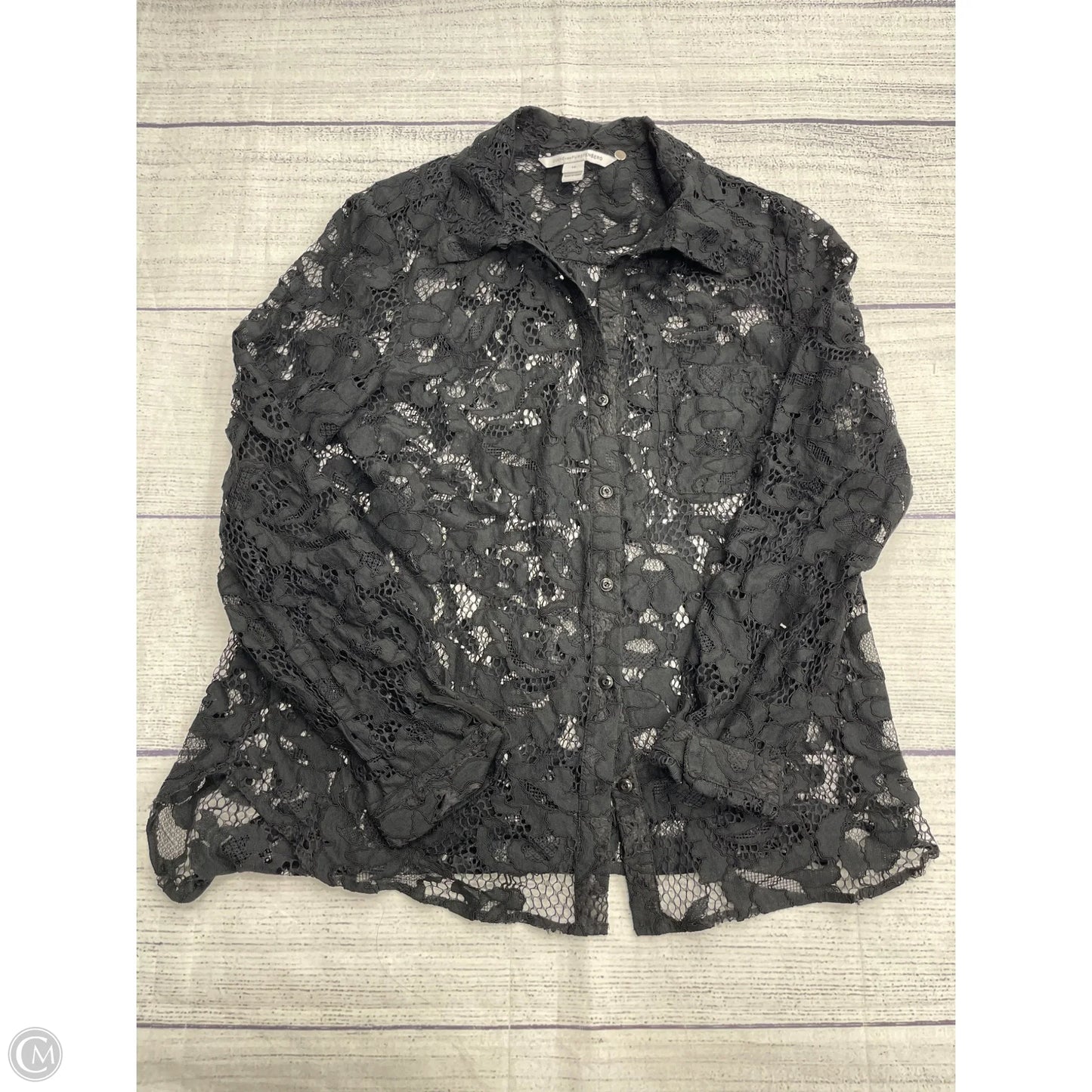 Top Long Sleeve Designer By Diane Von Furstenberg In Black, Size: 14