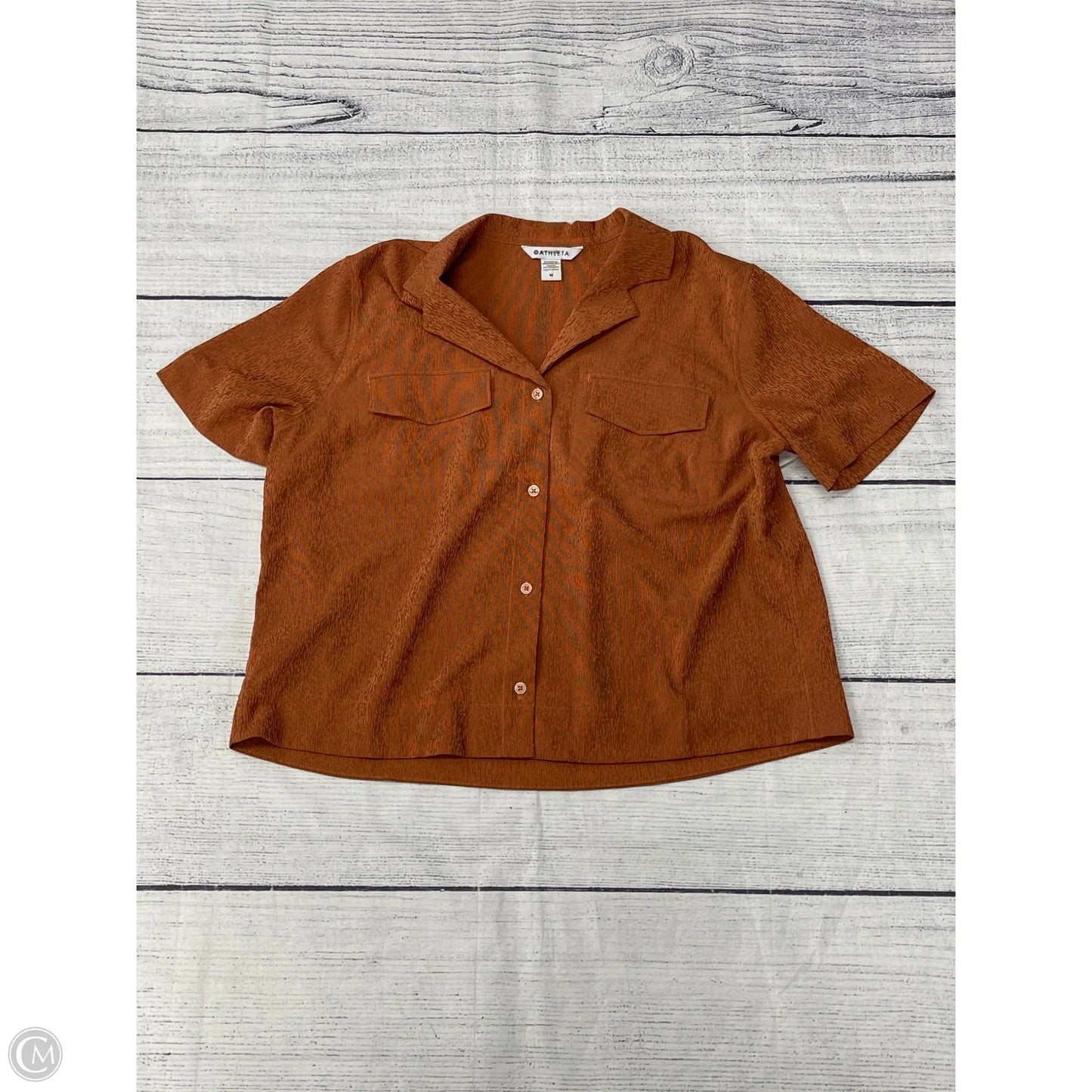 Top Short Sleeve By Athleta In Orange, Size: M
