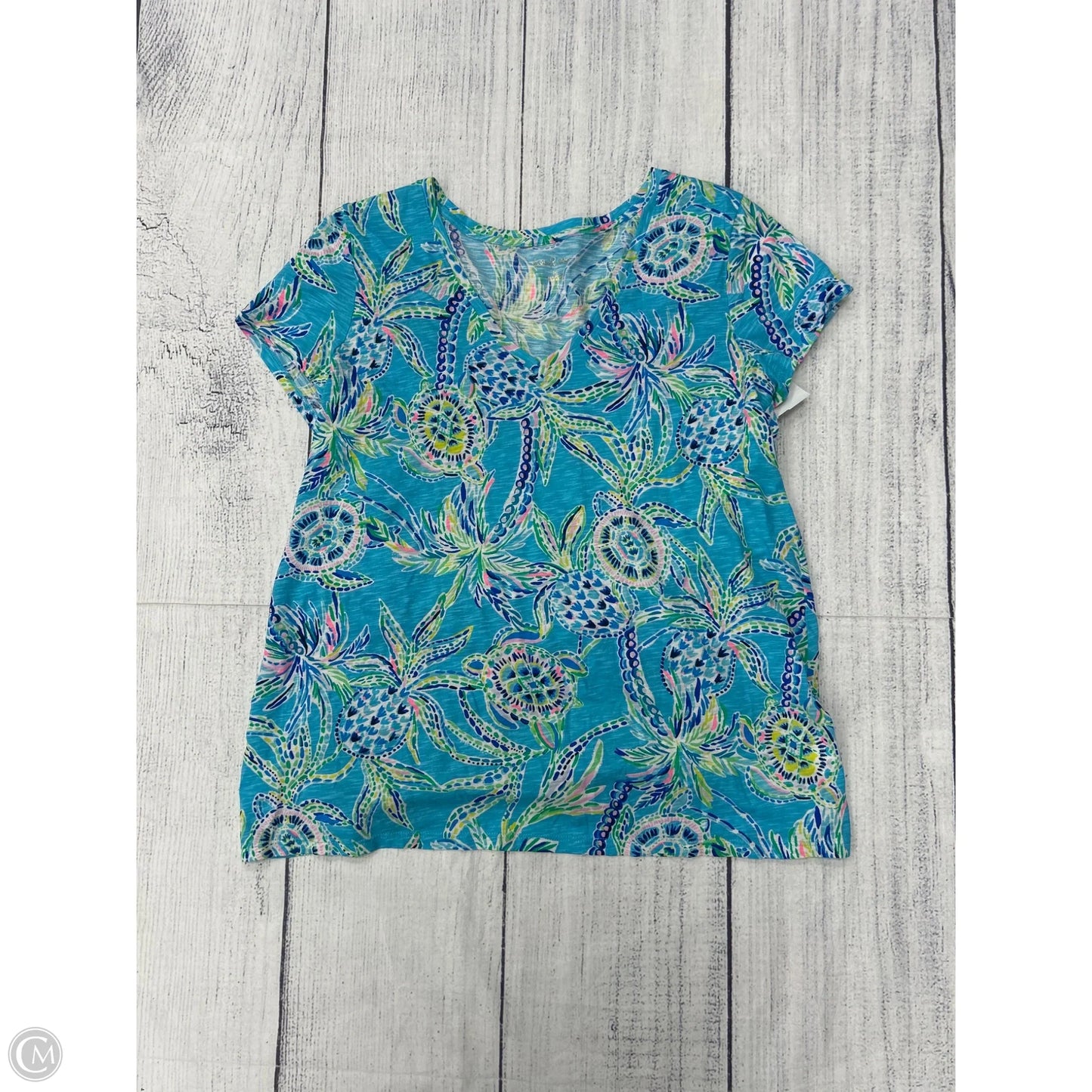 Top Short Sleeve Designer By Lilly Pulitzer In Blue, Size: M