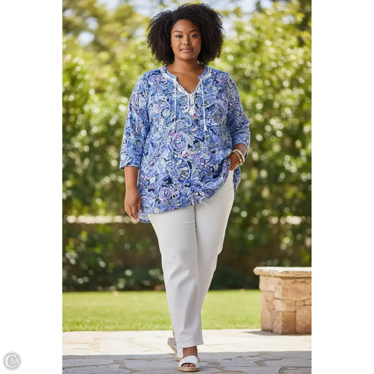 Top 3/4 Sleeve Designer By Lilly Pulitzer In Purple, Size: Xl