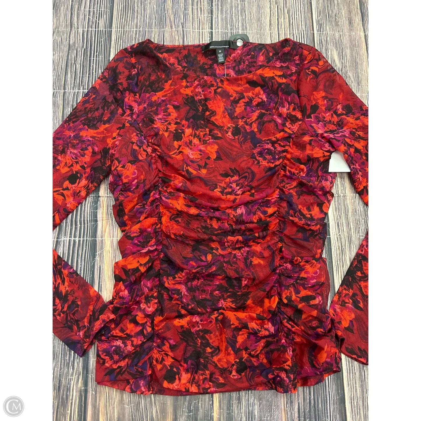 Top Long Sleeve By White House Black Market In Red, Size: M