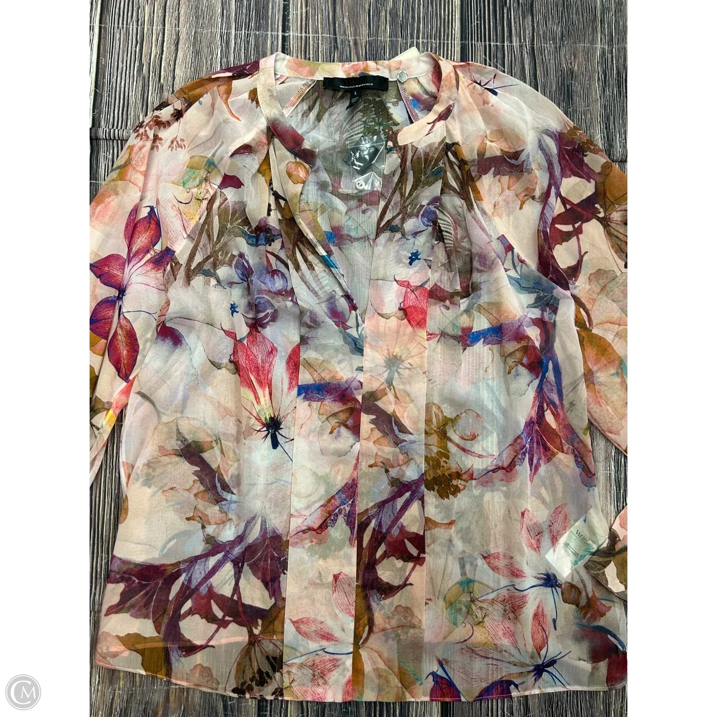 Top Long Sleeve By White House Black Market In Pink, Size: L