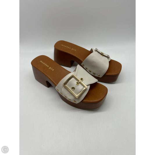 Sandals Heels Block By Madden Girl In Cream, Size: 8