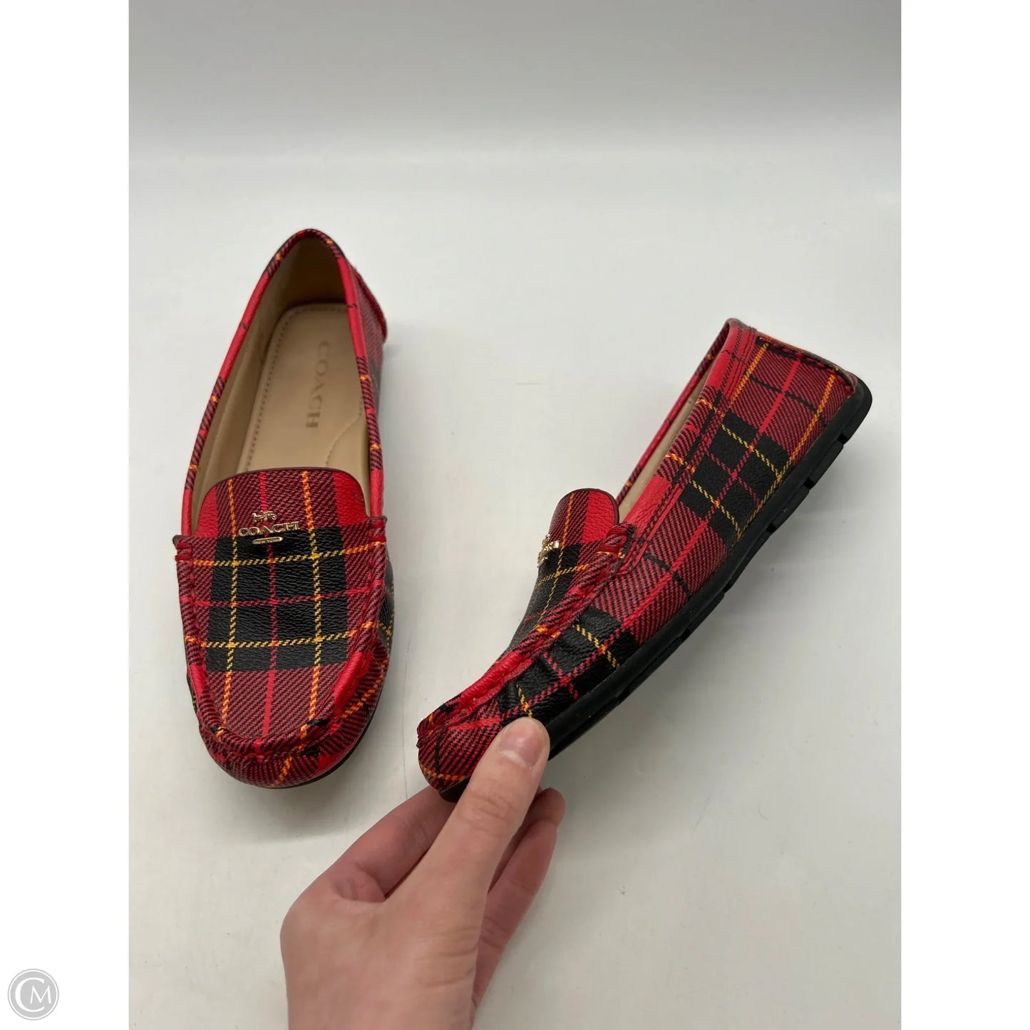 Shoes Designer By Coach In Plaid Pattern, Size: 8