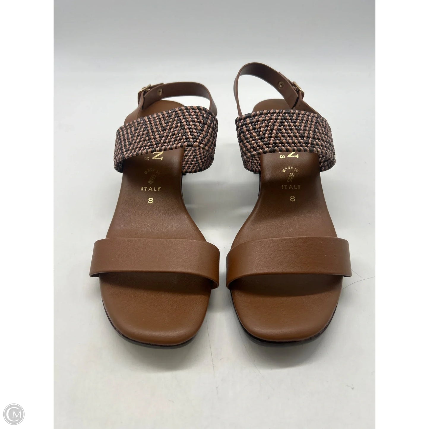 Sandals Heels Block By Italian Shoemakers In Brown, Size: 8