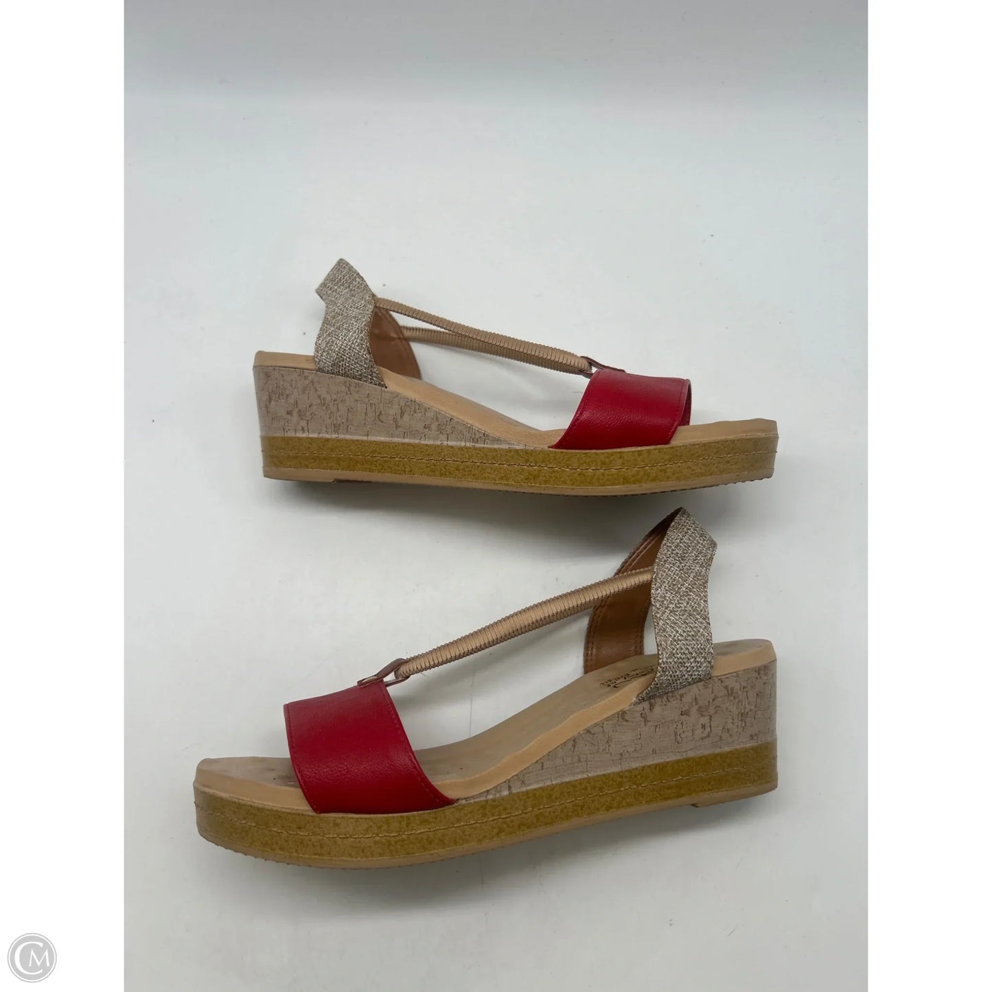 Sandals Heels Wedge By Clothes Mentor In Red, Size: 8