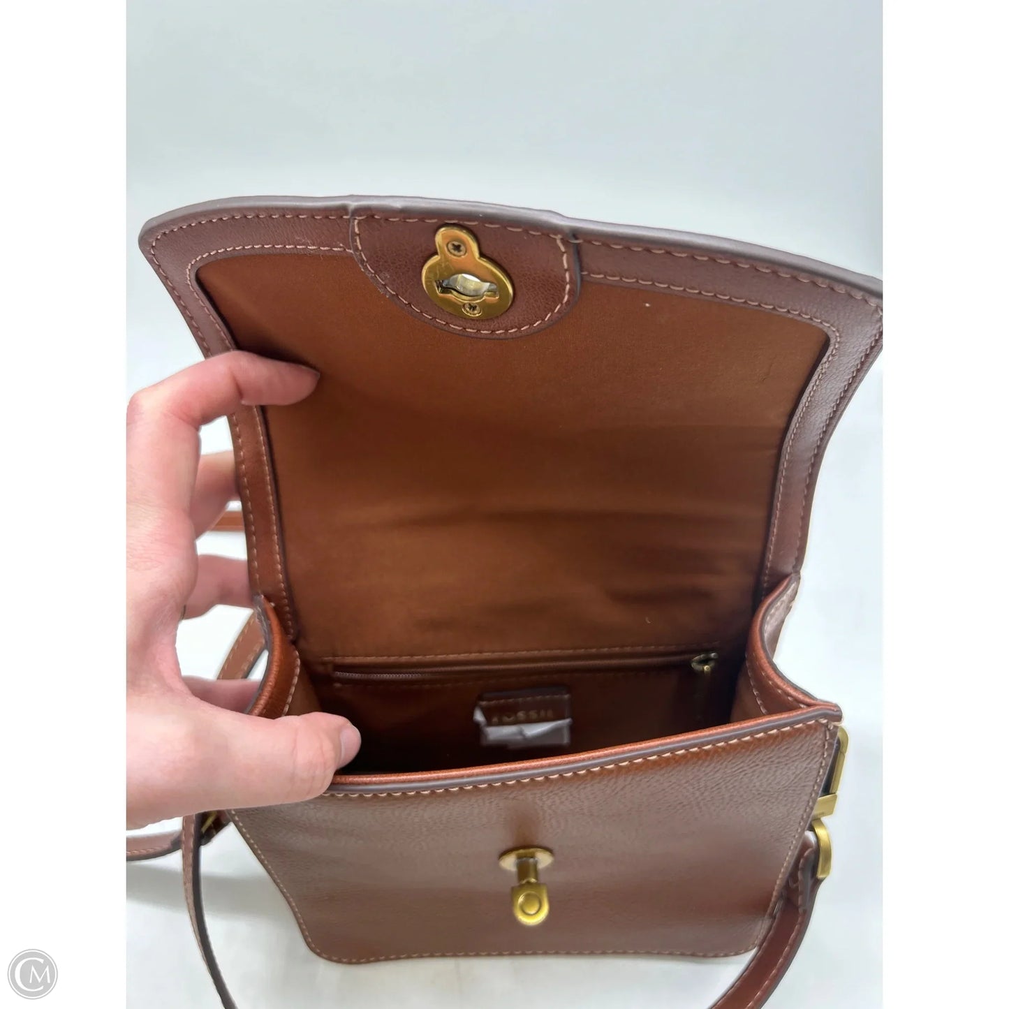 Crossbody Leather By Fossil, Size: Small