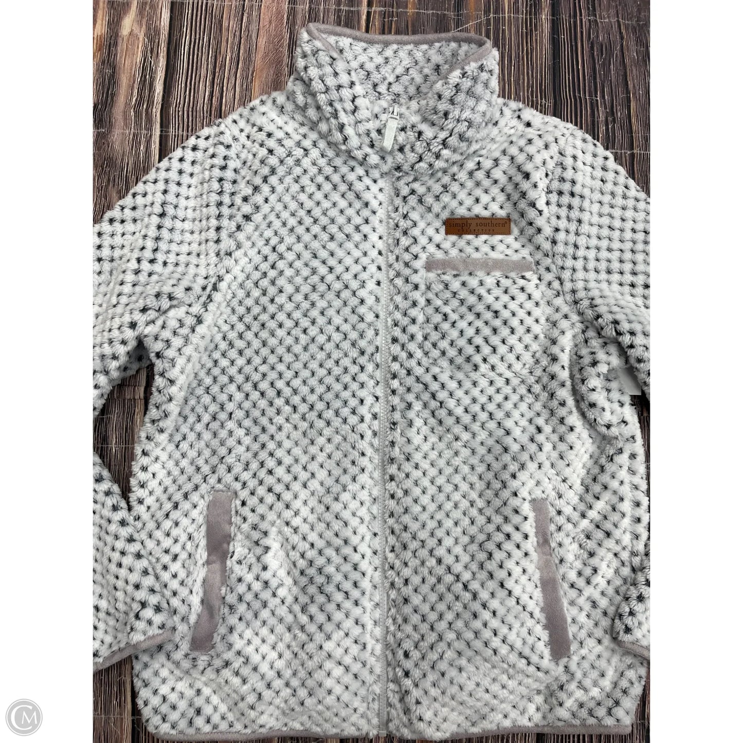 Jacket Fleece By Simply Southern In Grey, Size: Xs