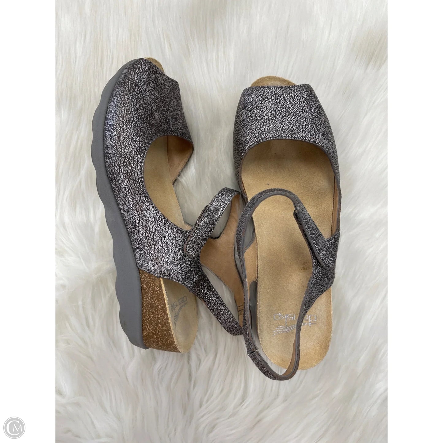 Sandals Heels Wedge By Dansko In Silver, Size: 7.5