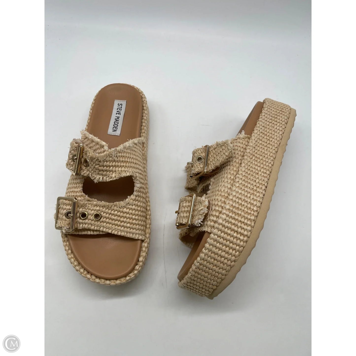 Sandals Heels Platform By Steve Madden In Tan, Size: 8