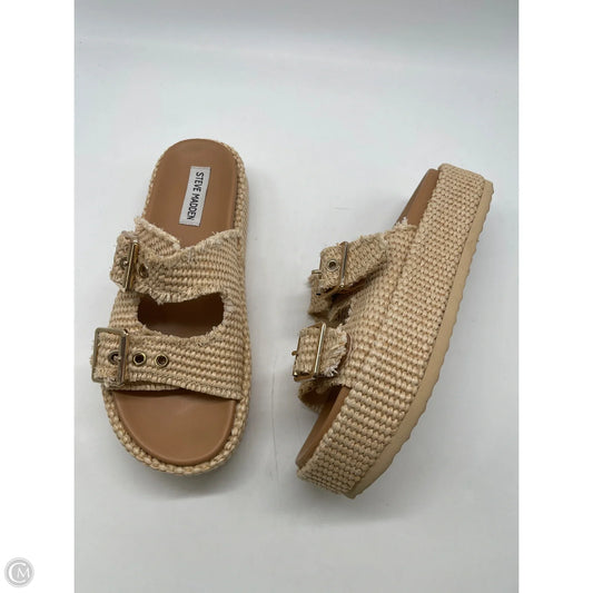 Sandals Heels Platform By Steve Madden In Tan, Size: 8