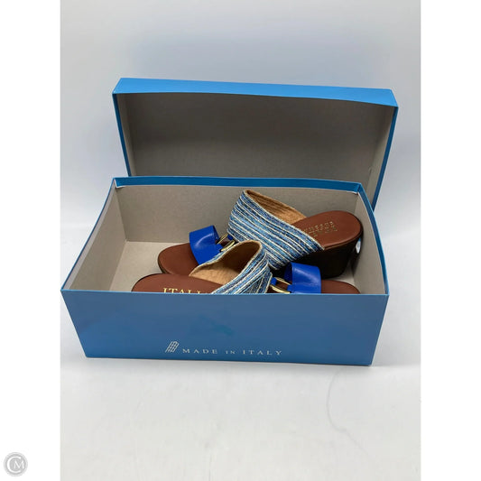 Sandals Heels Wedge By Italian Shoemakers In Blue, Size: 7