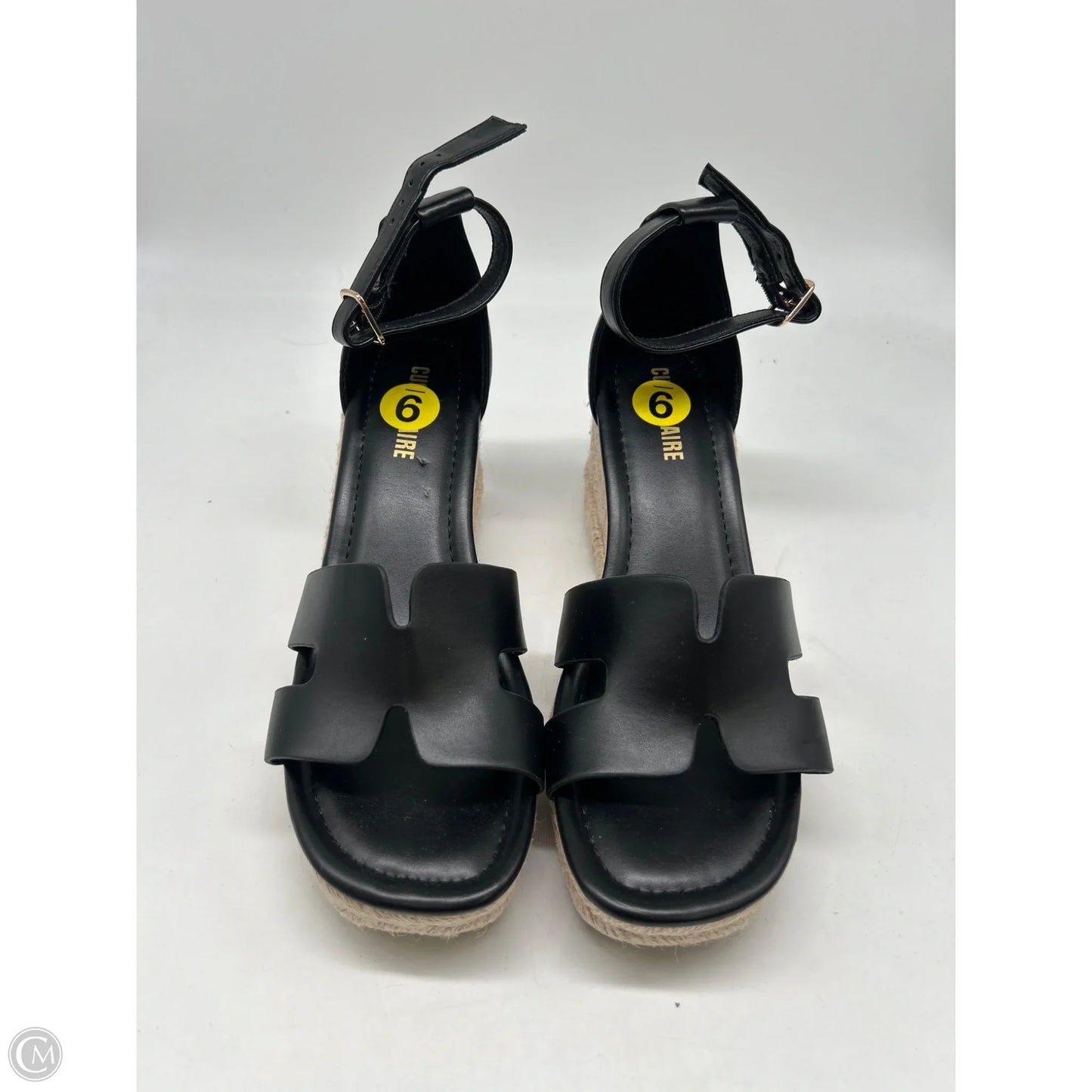 Sandals Heels Wedge By Cushionaire In Black, Size: 9