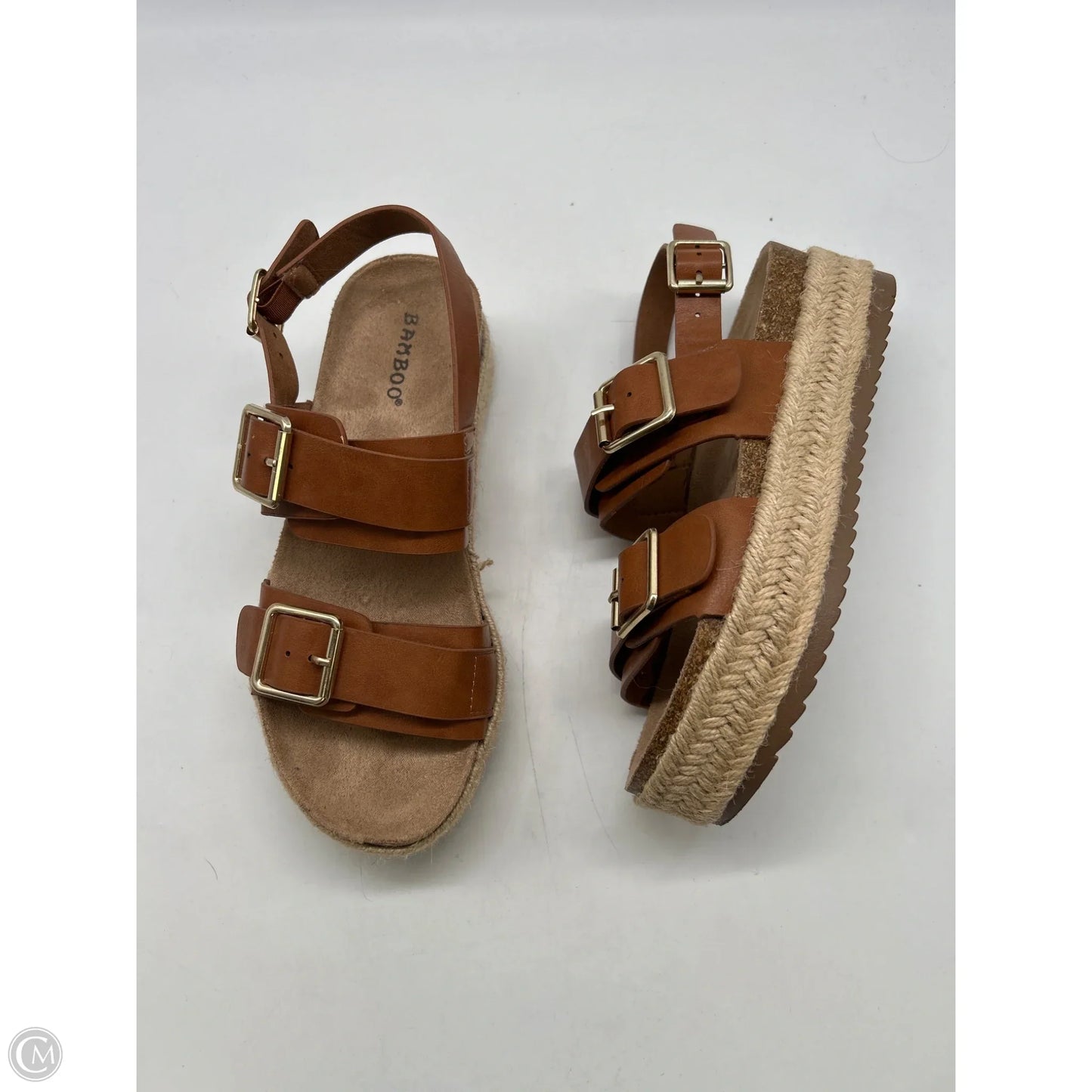 Sandals Heels Wedge By Bamboo In Brown, Size: 6