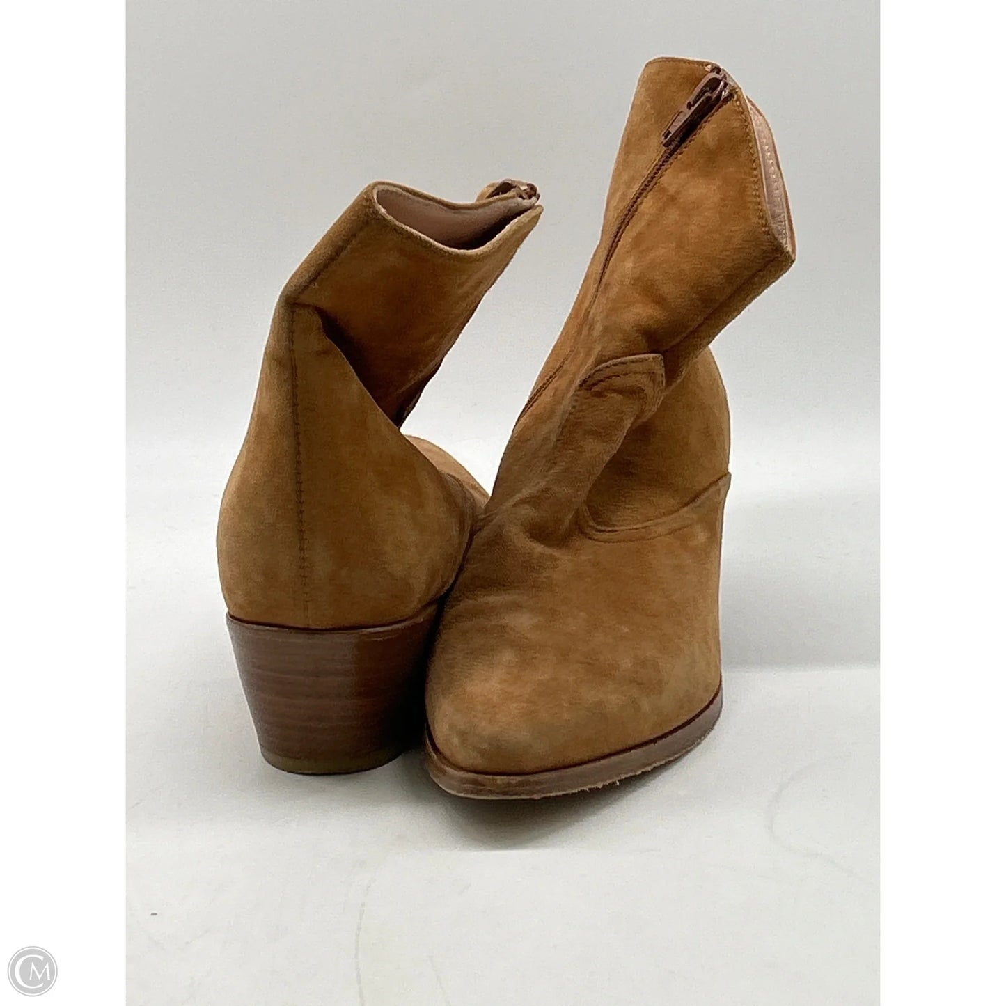Boots Ankle Heels By Clothes Mentor In Tan, Size: 7.5