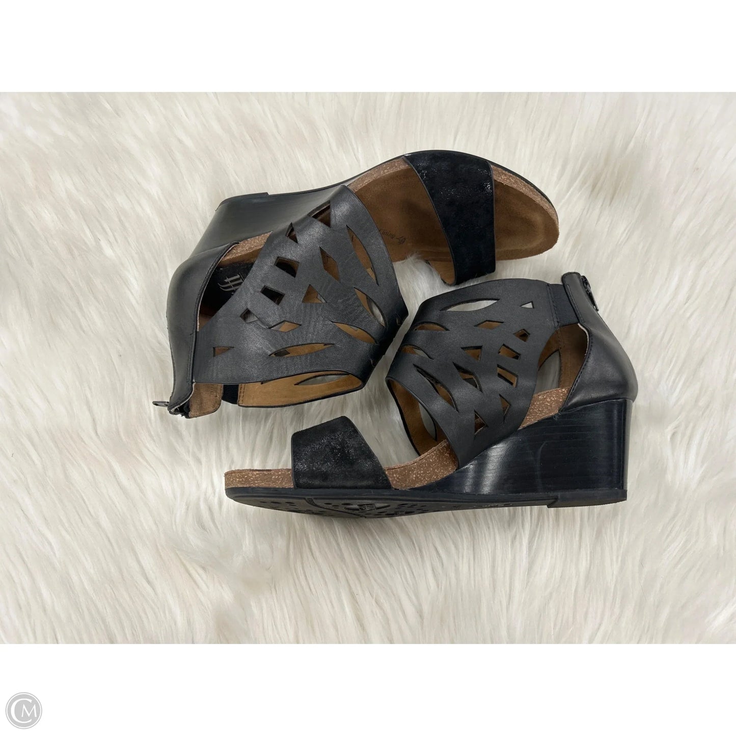 Sandals Heels Wedge By Sofft In Black, Size: 8.5