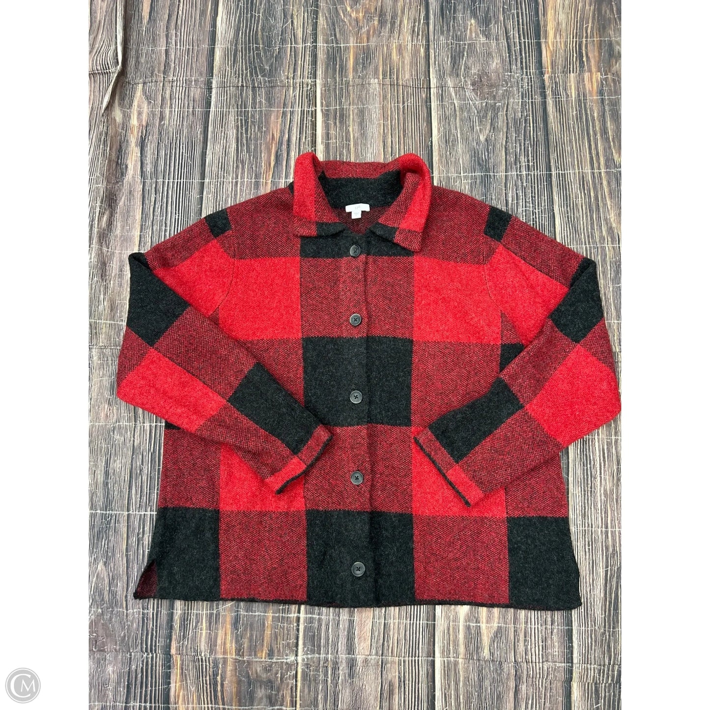 Jacket Shirt By J. Jill In Plaid Pattern, Size: L