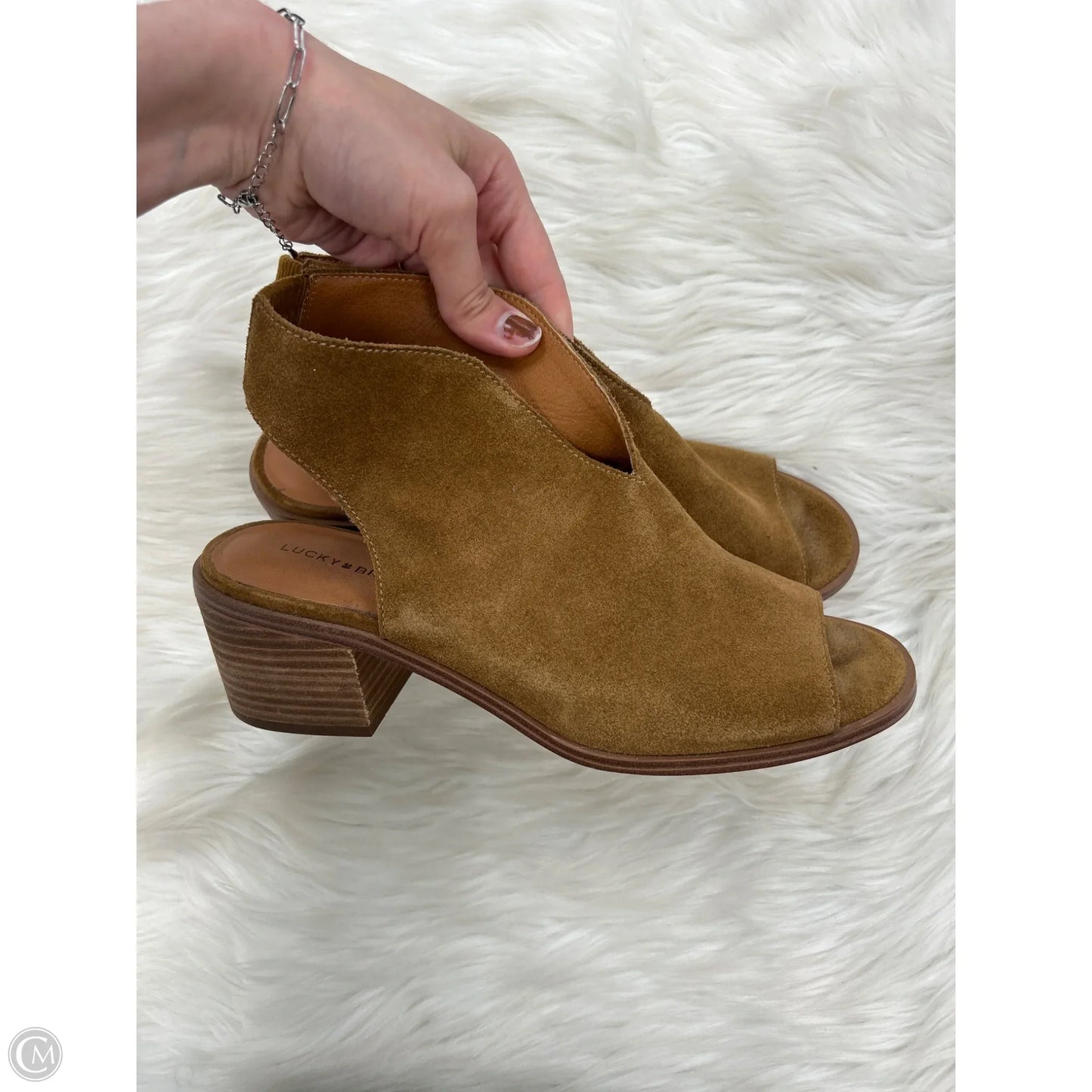 Sandals Heels Block By Lucky Brand In Brown, Size: 9.5