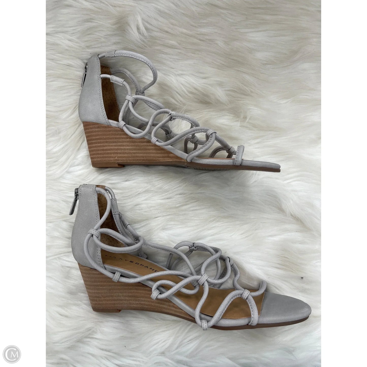 Sandals Heels Wedge By Lucky Brand In Grey, Size: 8