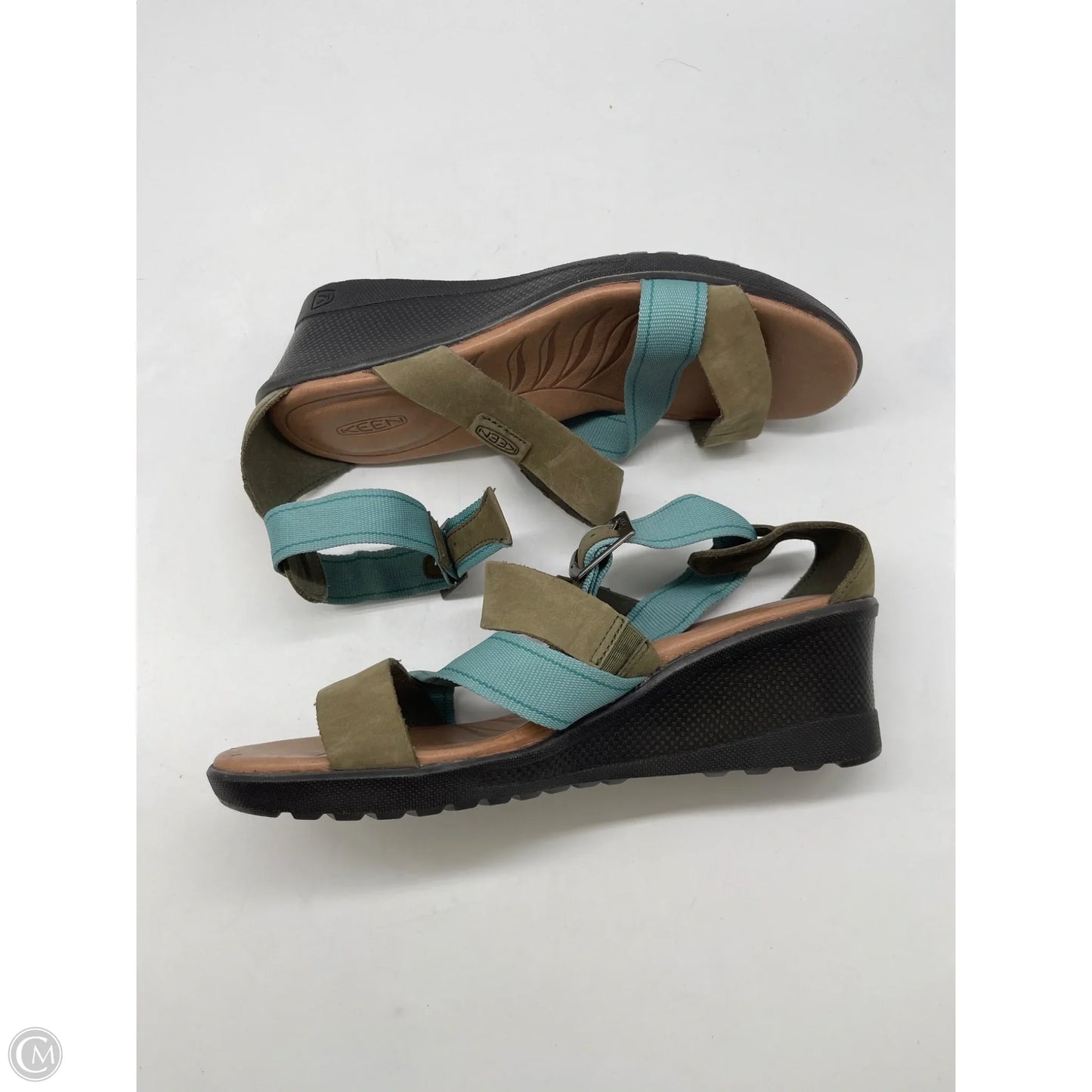 Sandals Heels Wedge By Keen In Green, Size: 8.5