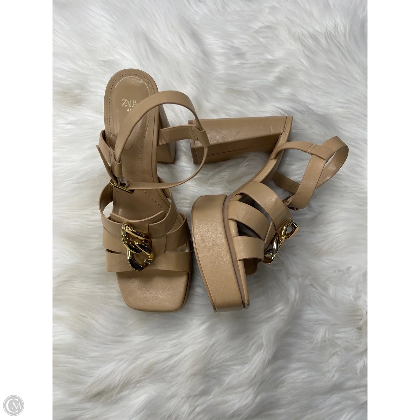 Sandals Heels Block By Zara In Tan, Size: 10