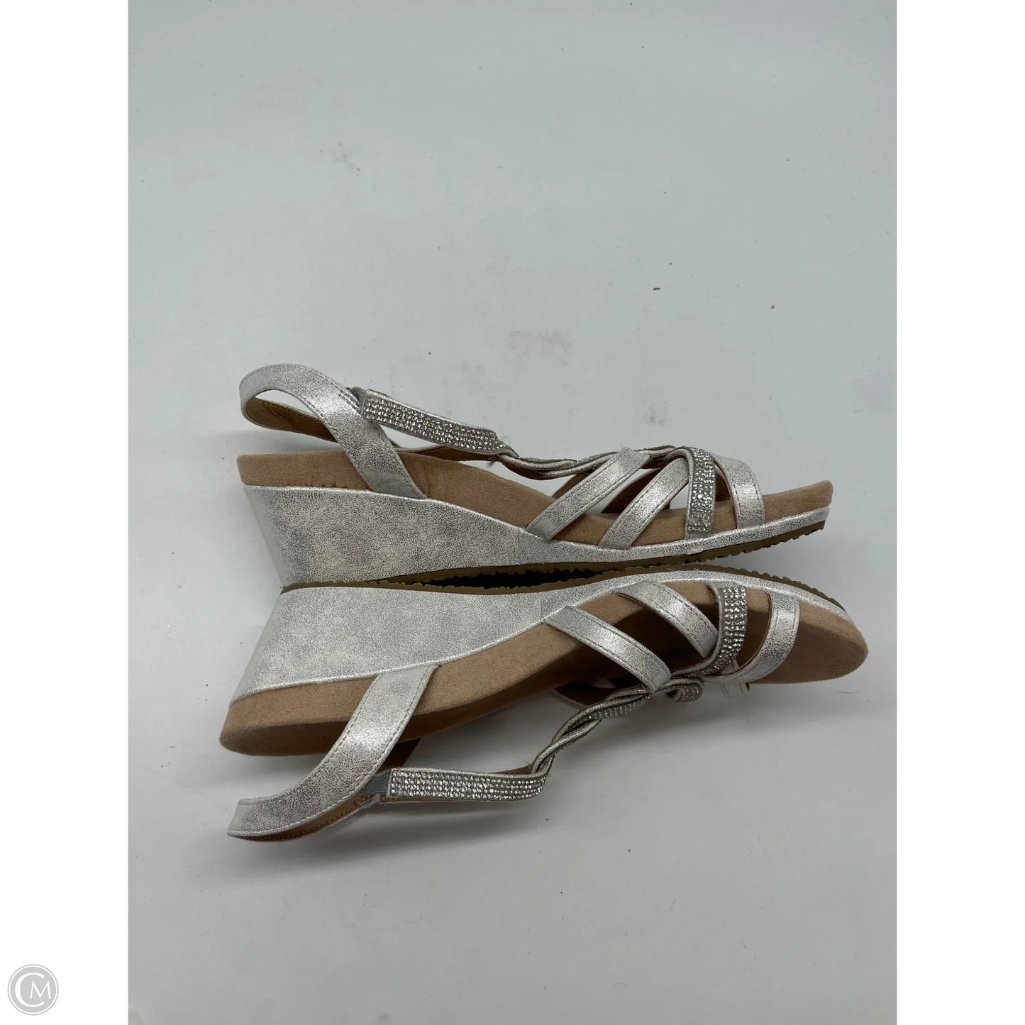 Sandals Heels Wedge By Life Stride In Silver, Size: 7