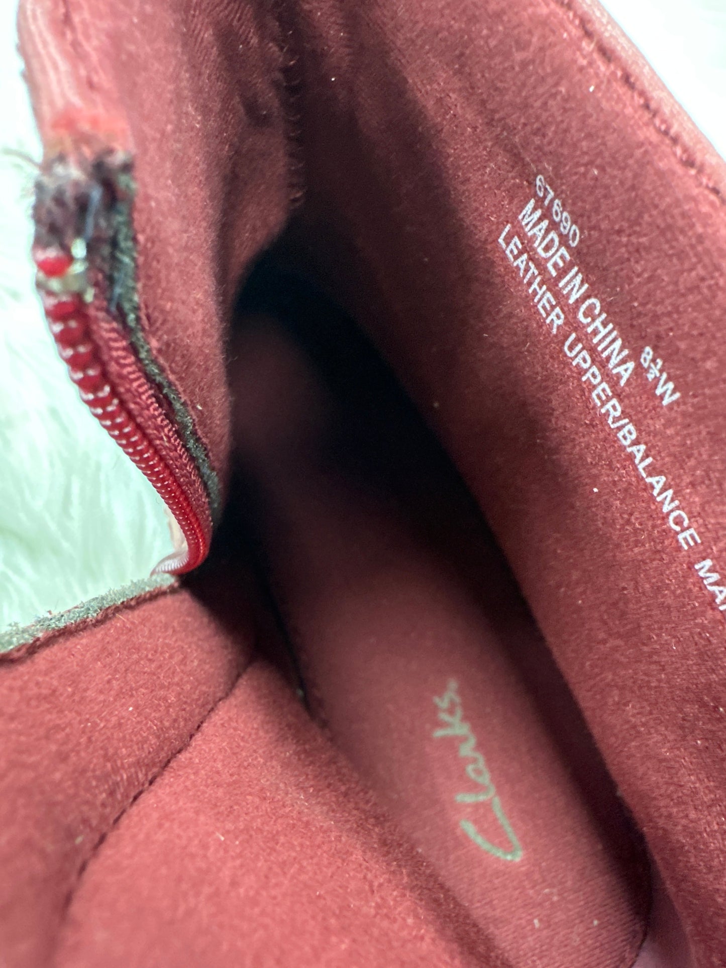 Boots Ankle Flats By Clarks In Red, Size: 8.5