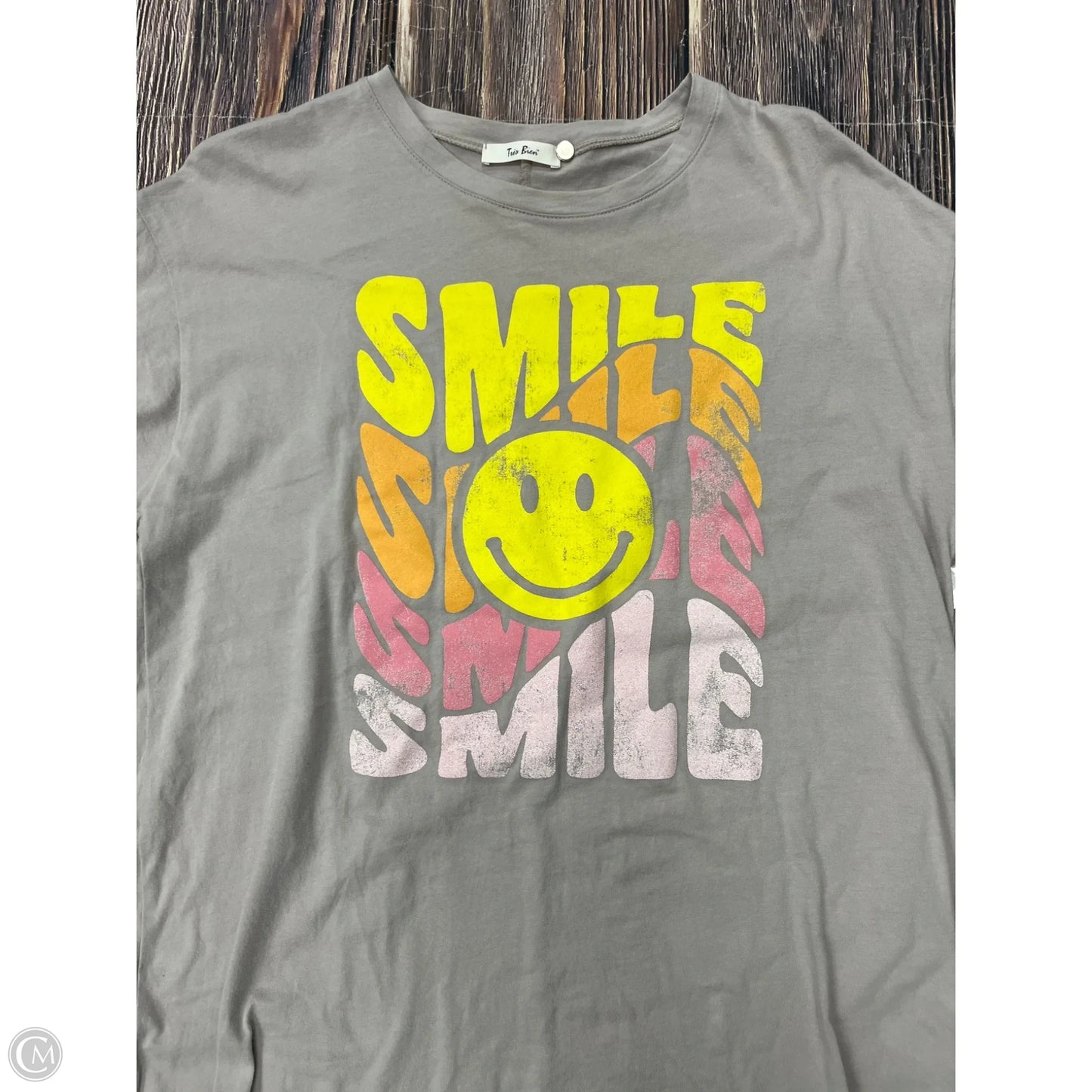 Top Short Sleeve By Tres Bien In Grey, Size: M