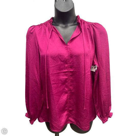 Top Long Sleeve By Loft In Pink, Size: 1x