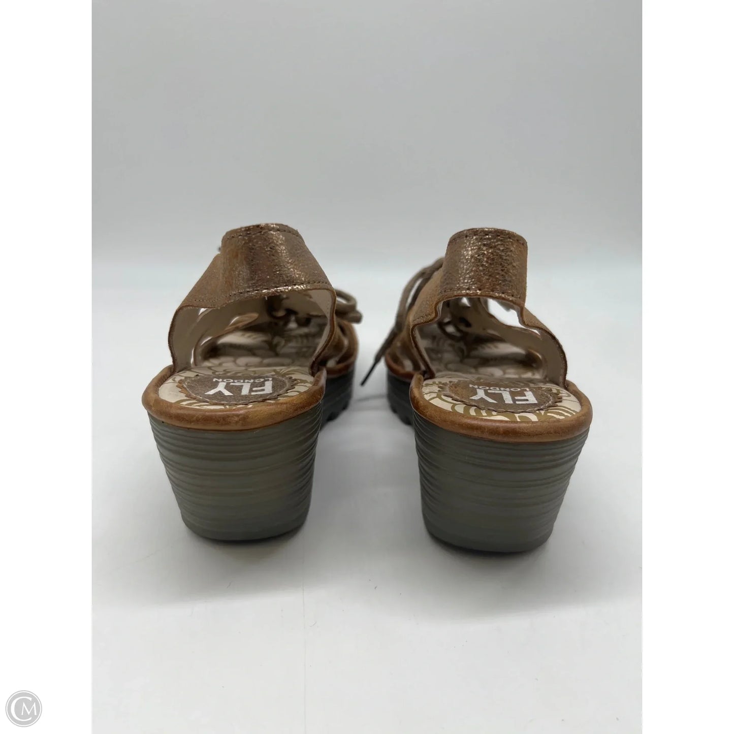 Sandals Heels Wedge By Fly London In Gold, Size: 5.5