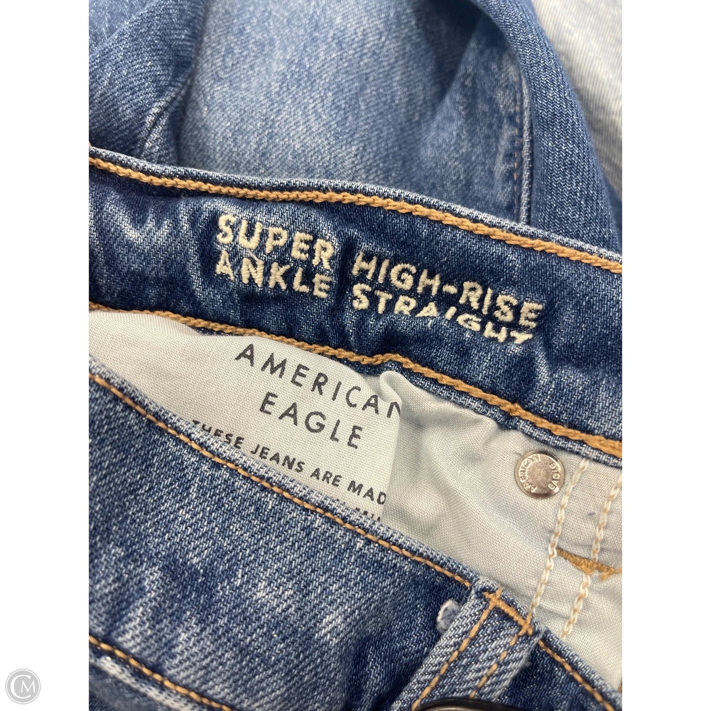Jeans Straight By American Eagle In Blue Denim, Size: 8