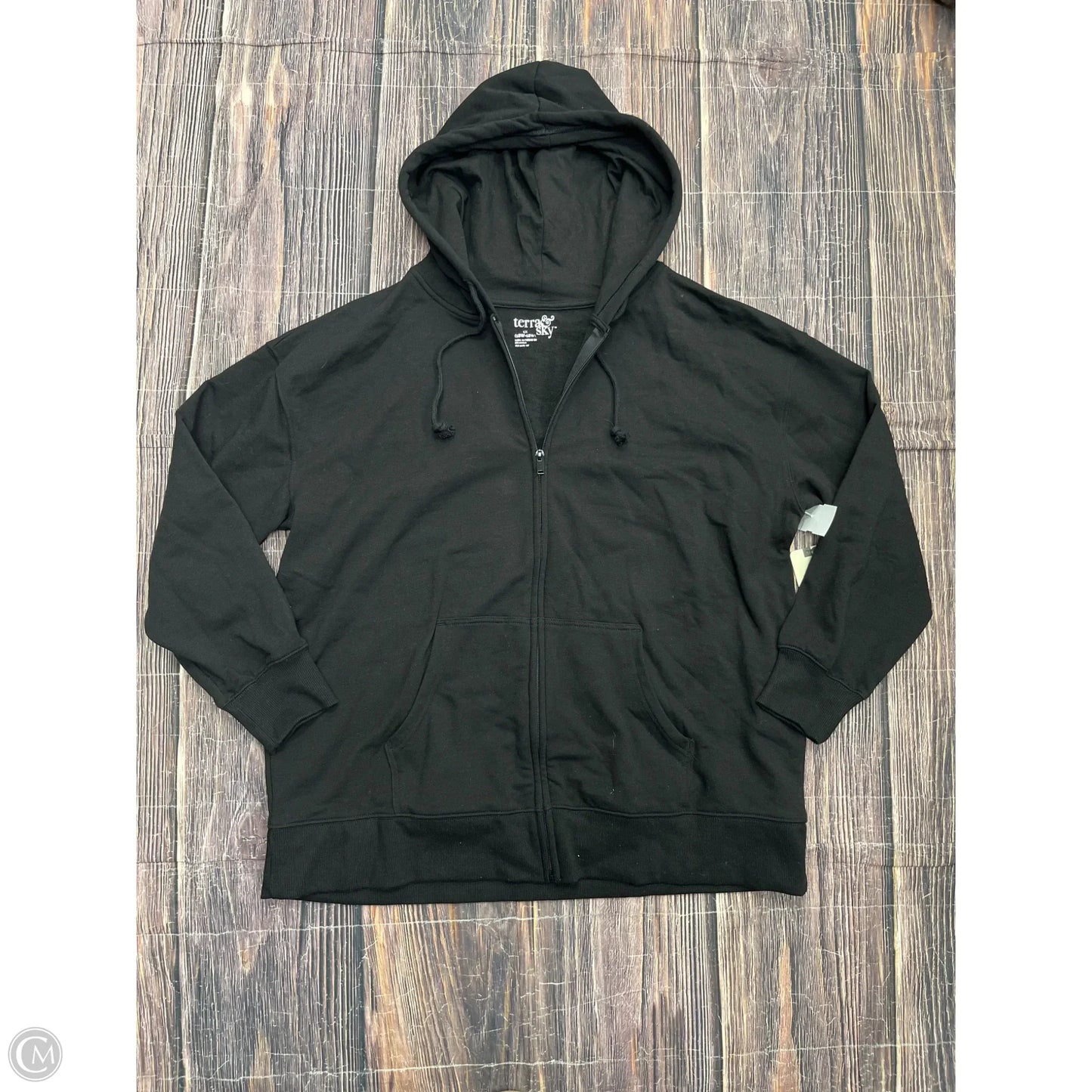 Sweatshirt Hoodie By Terra & Sky In Black, Size: 1x