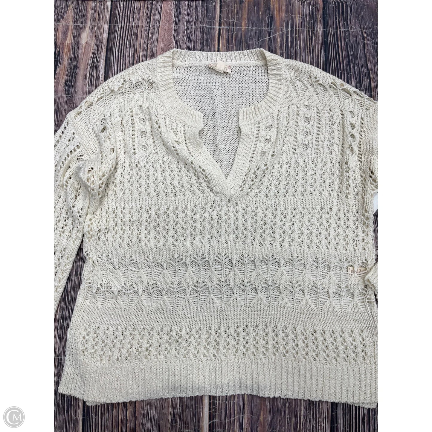 Top Long Sleeve By Hem & Thread In Cream, Size: M