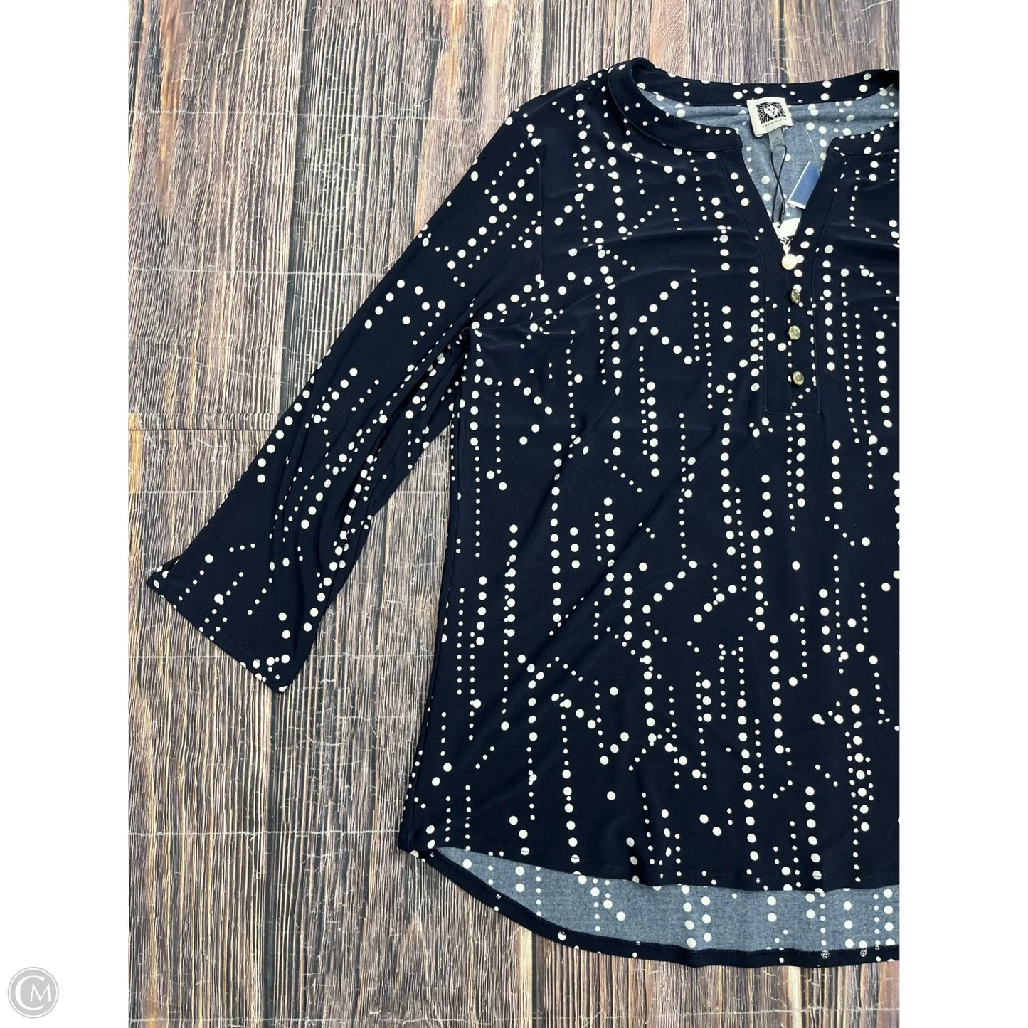 Top Long Sleeve By Anne Klein In Navy, Size: 1x