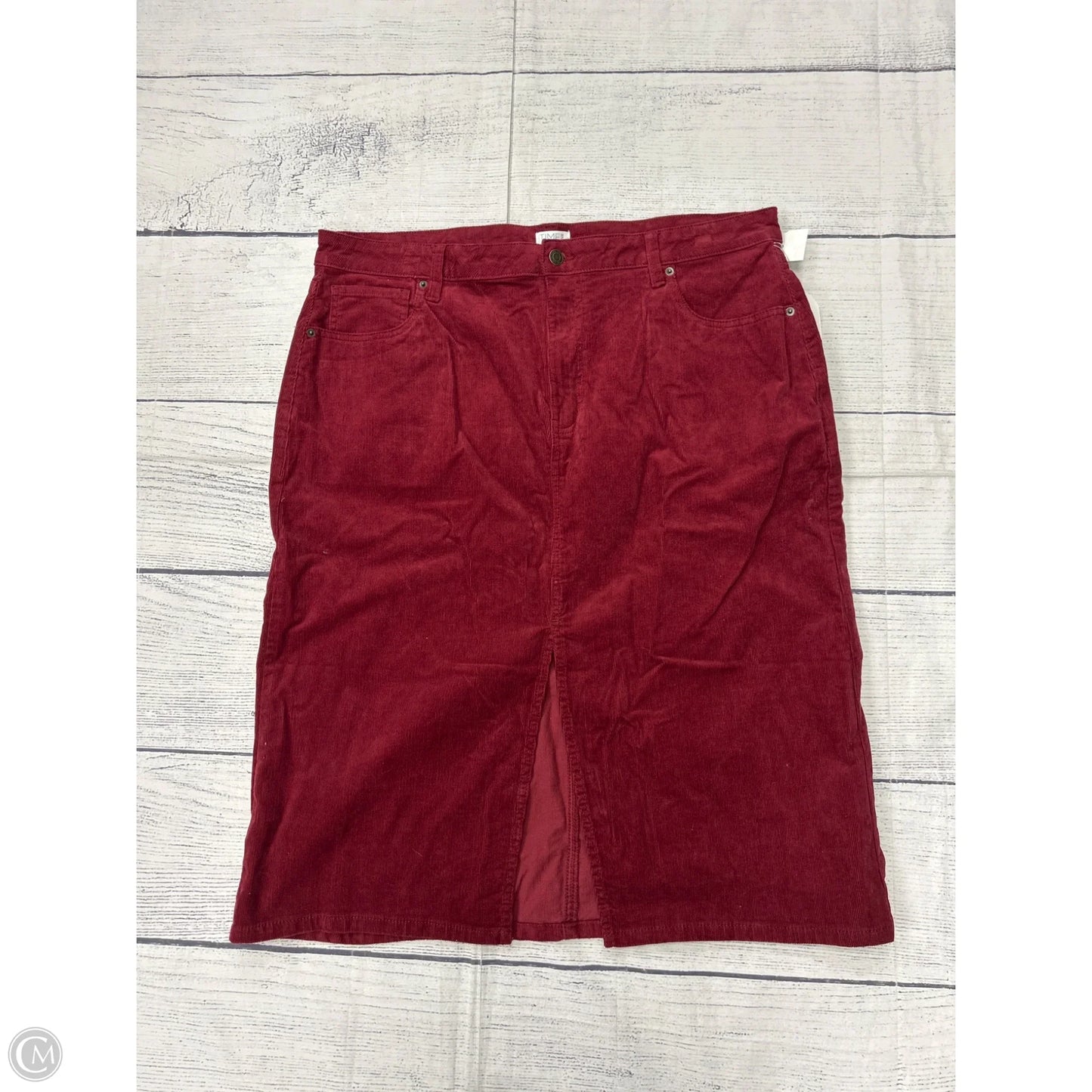 Skirt Midi By Time And Tru In Red, Size: 20