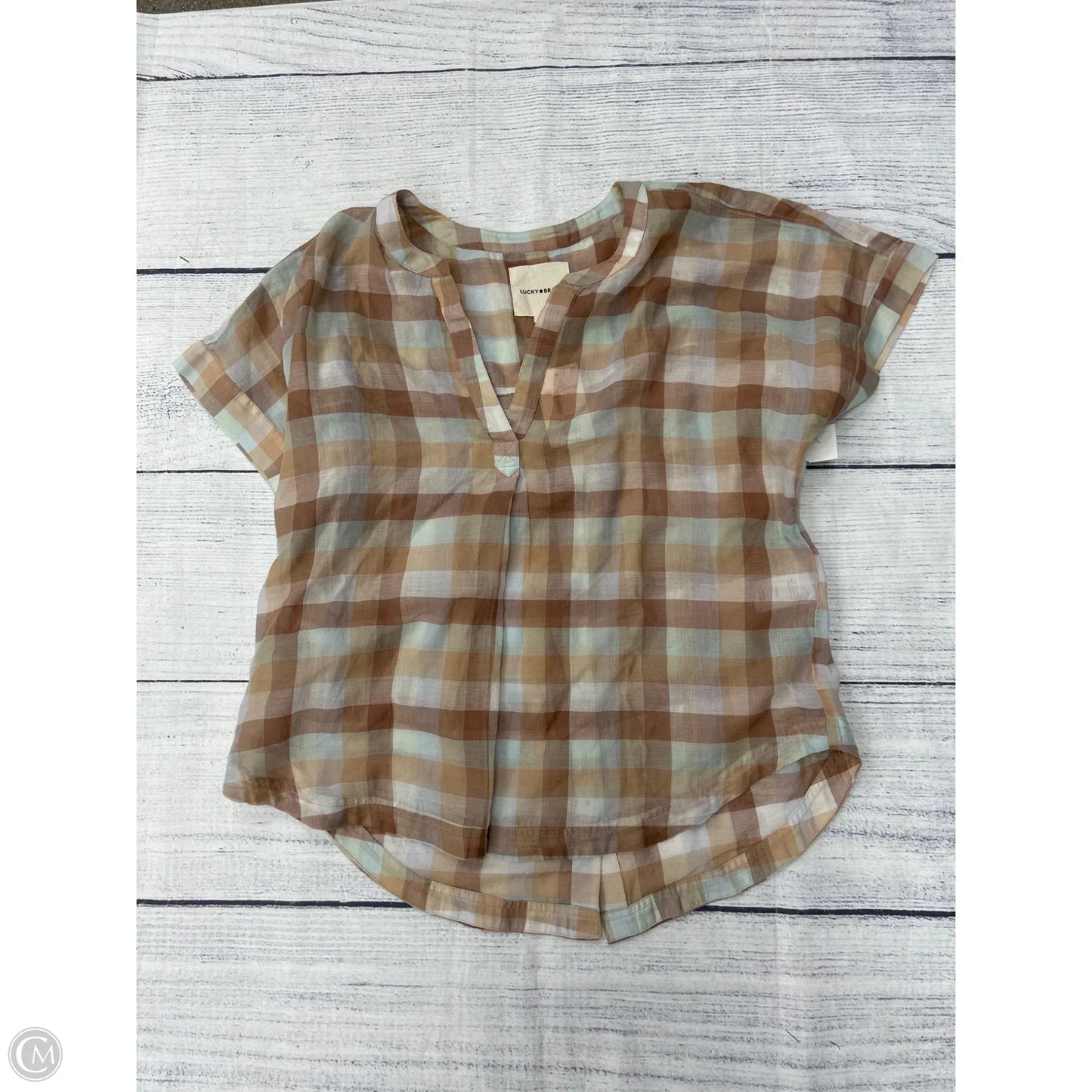 Top Short Sleeve By Lucky Brand In Brown, Size: S