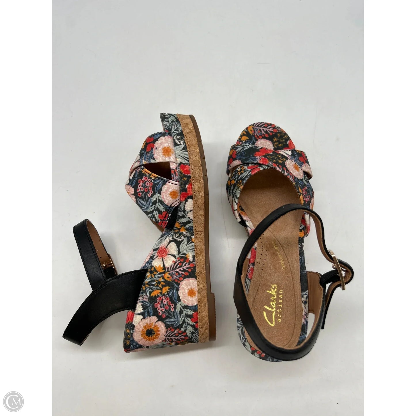Shoes Heels Wedge By Clarks In Floral Print, Size: 6.5