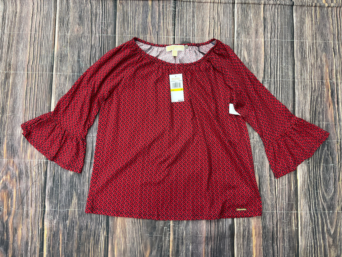 Top Long Sleeve By Michael Kors In Red, Size: M