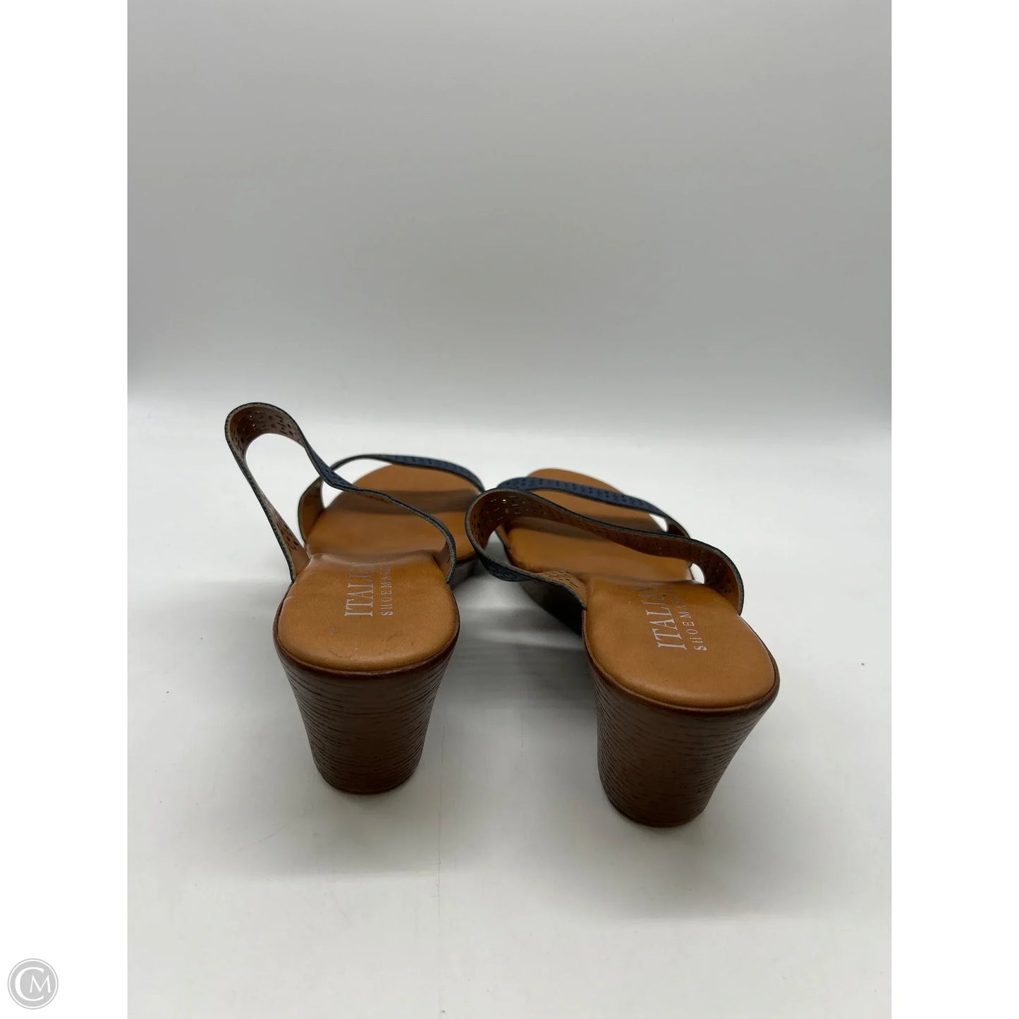 Sandals Heels Wedge By Italian Shoemakers In Blue, Size: 10