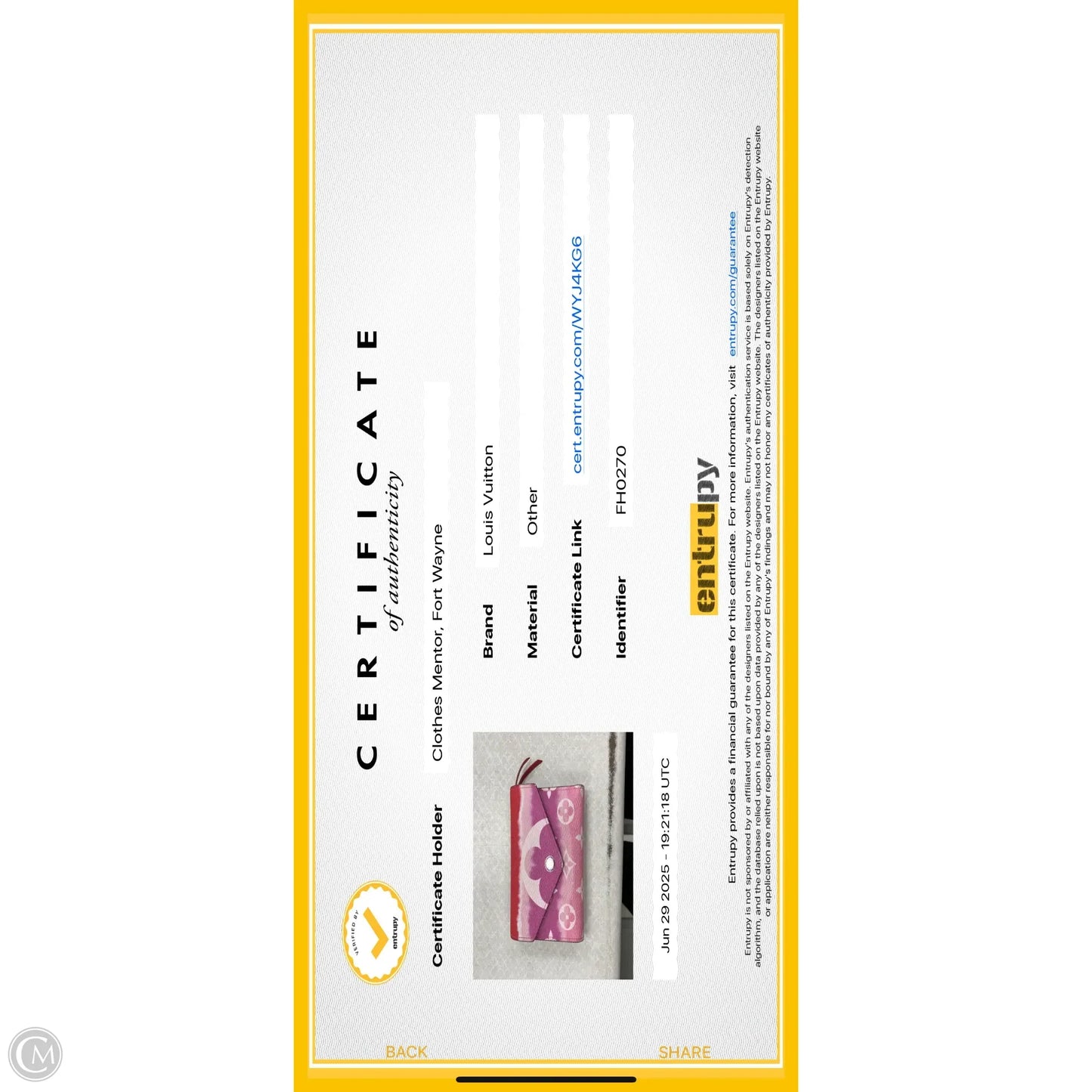 Wallet Luxury Designer By Louis Vuitton, Size: Small