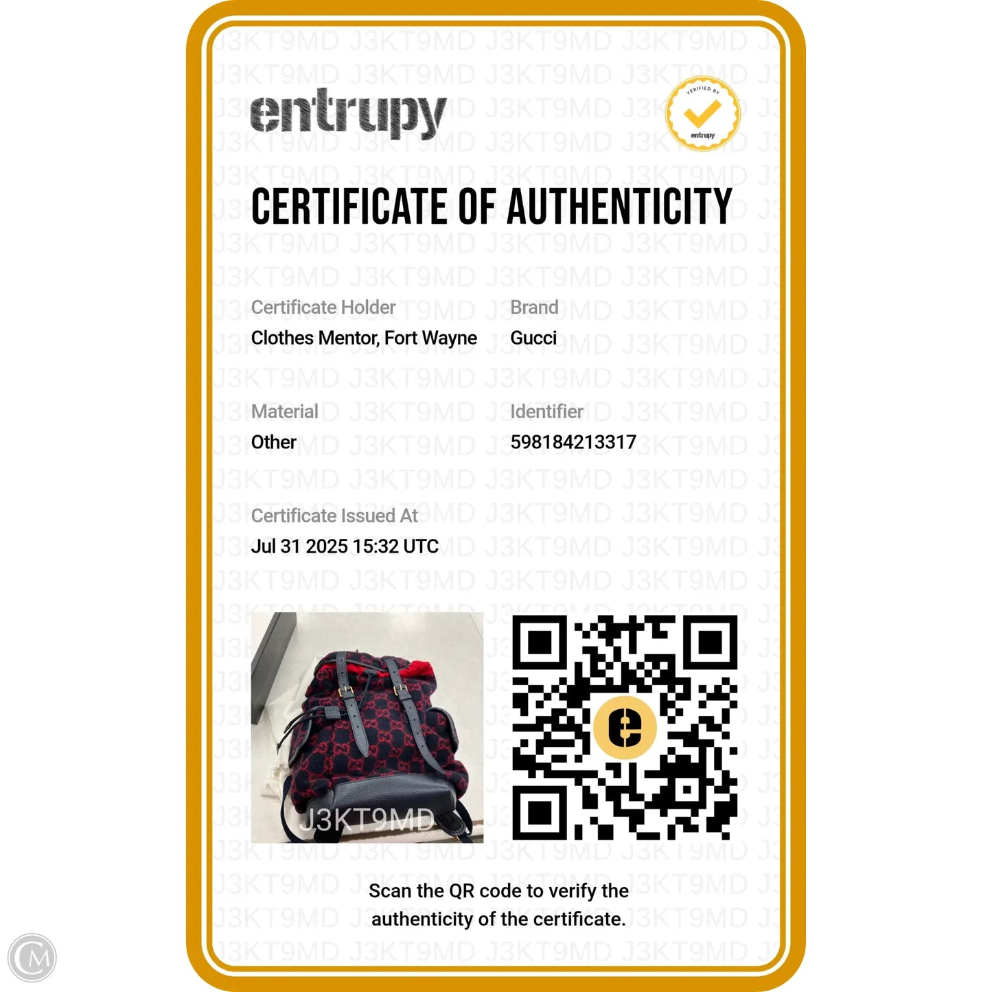 Backpack Luxury Designer By Gucci, Size: Medium