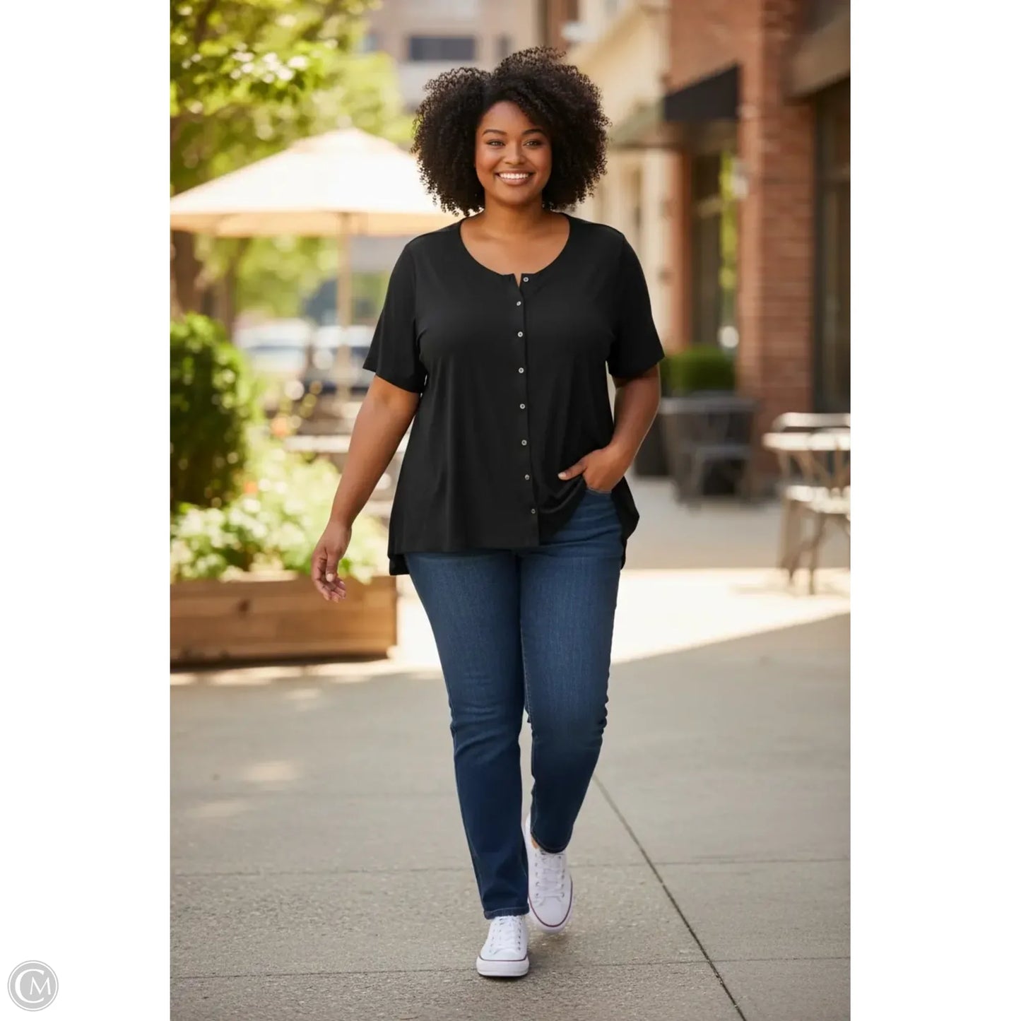 Top Short Sleeve By Cato In Black, Size: 2x