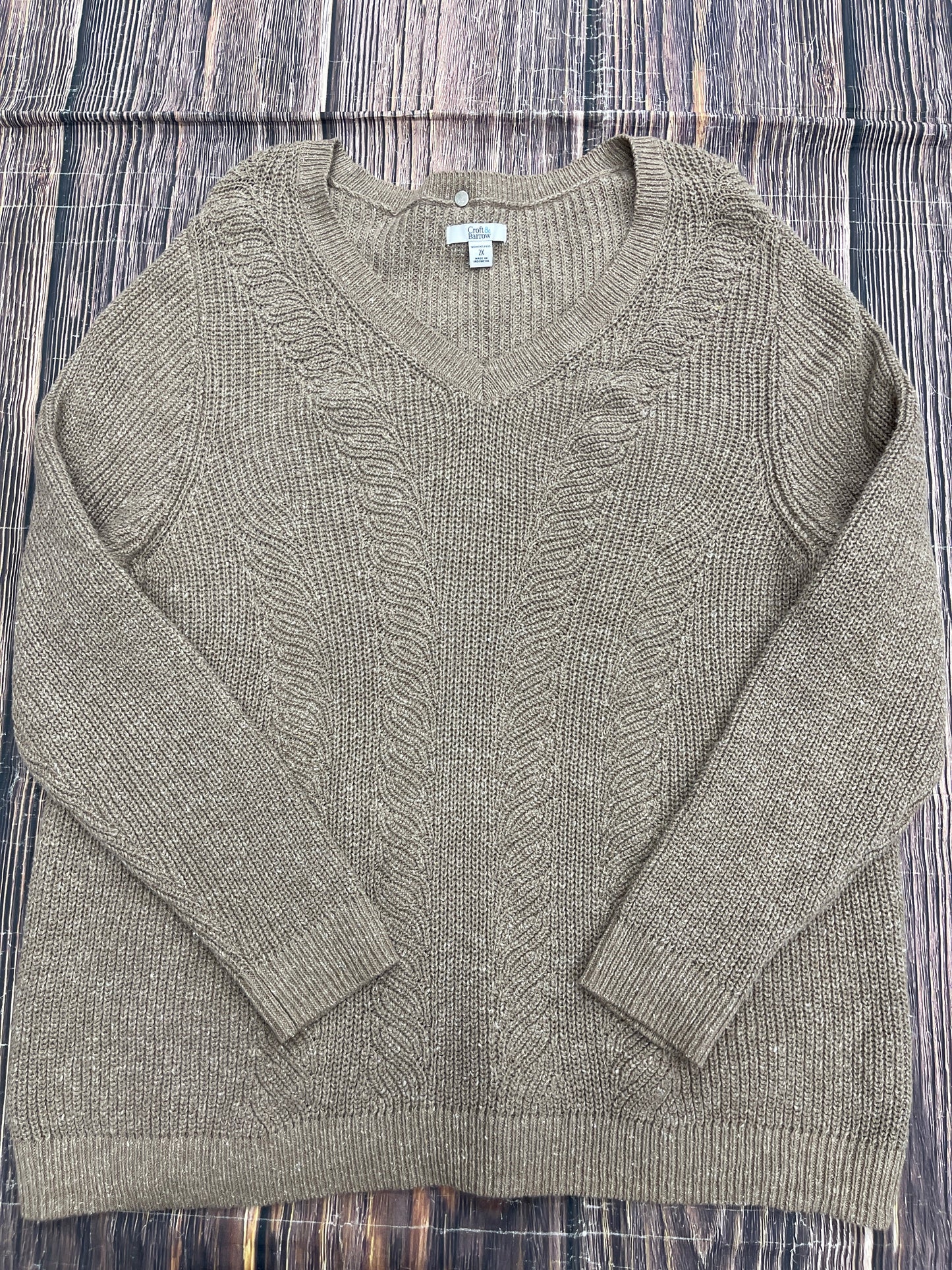 Sweater By Croft And Barrow In Tan, Size: 2x