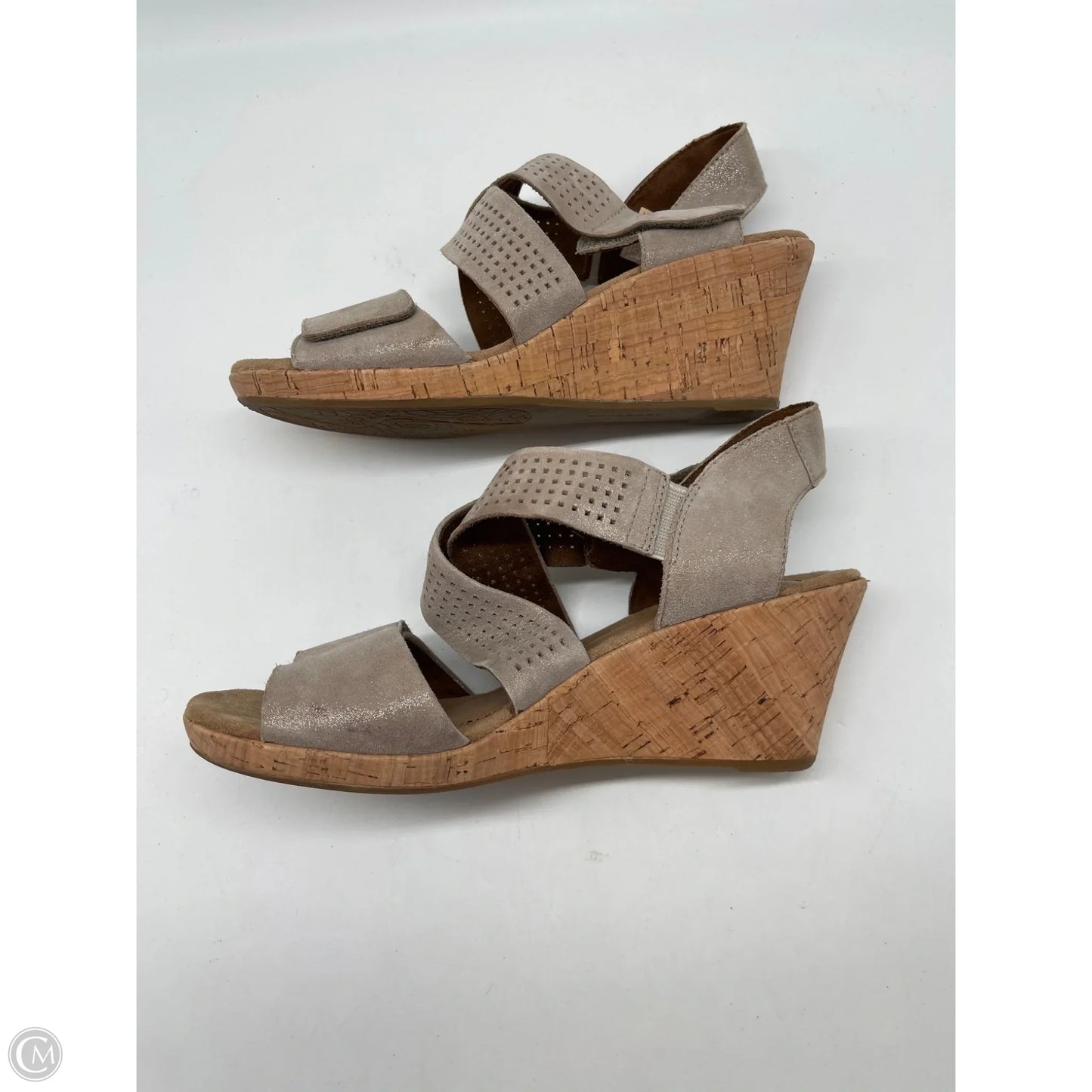 Sandals Heels Wedge By Cobb Hill In Taupe, Size: 8