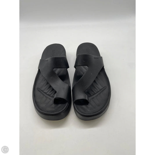 Sandals Heels Platform By Crocs In Black, Size: 8