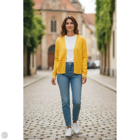 Sweater Cardigan By Grace Karin In Yellow, Size: L