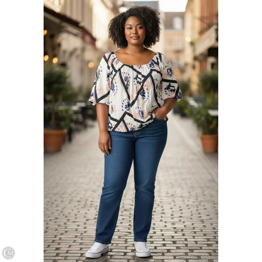 Top Short Sleeve By Nine West In Tan, Size: 4x