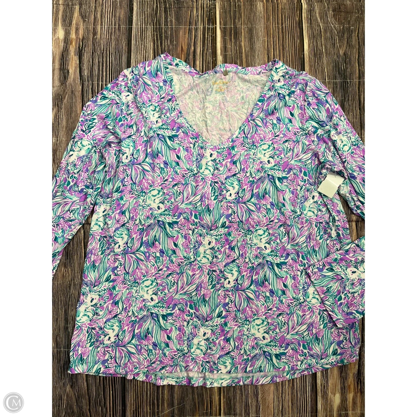 Top Long Sleeve Designer By Lilly Pulitzer In Blue, Size: 1x