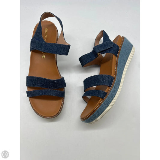 Sandals Heels Wedge By Cole-haan In Blue, Size: 8