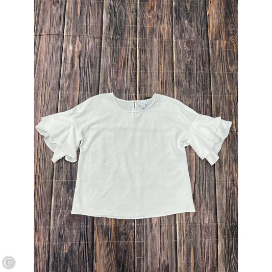 Top Short Sleeve By Liz Claiborne In White, Size: M